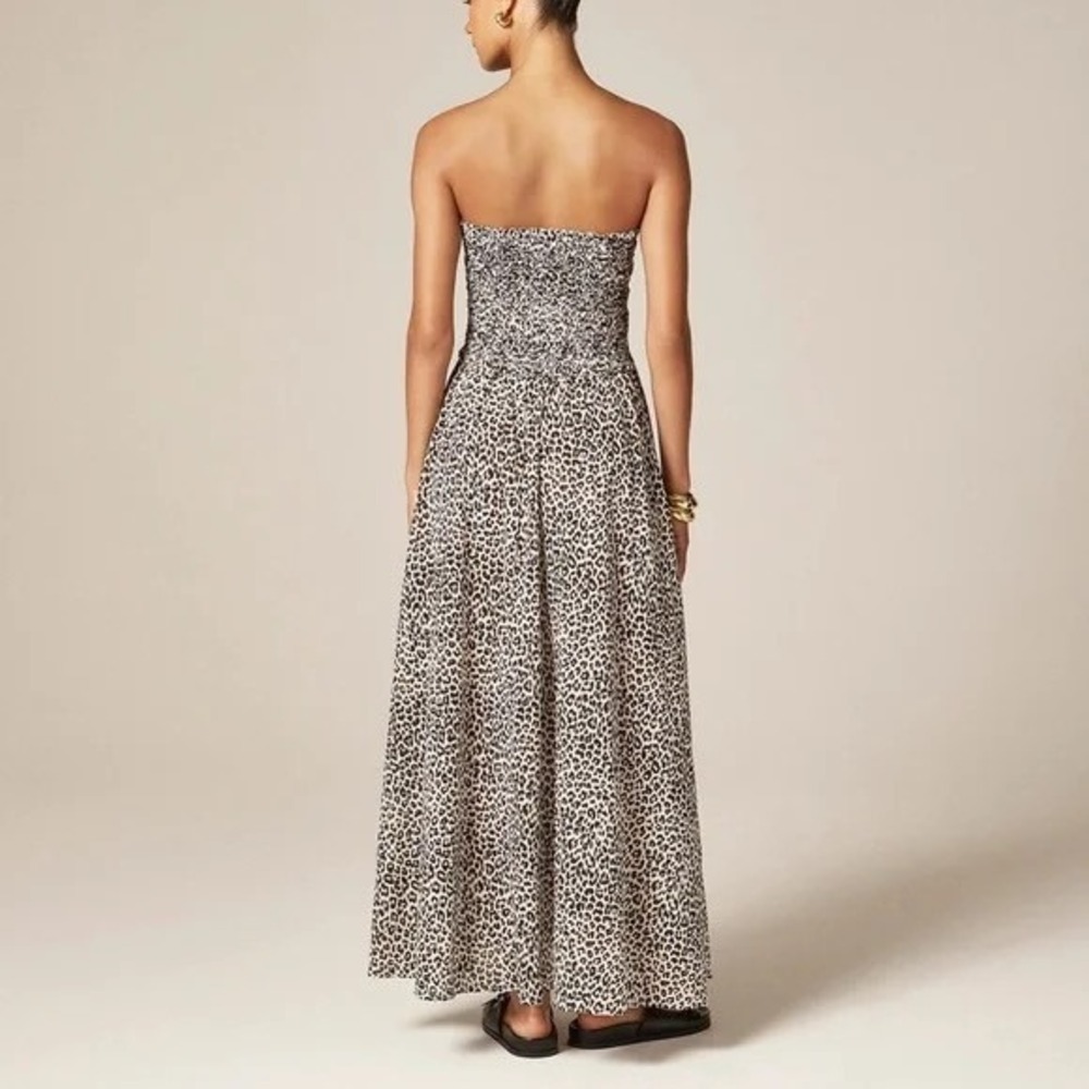 NWT!! J. CREW Smocked Maxi Dress Leopard Print Animal Ruffled Cotton Voile Small - Picture 8 of 15
